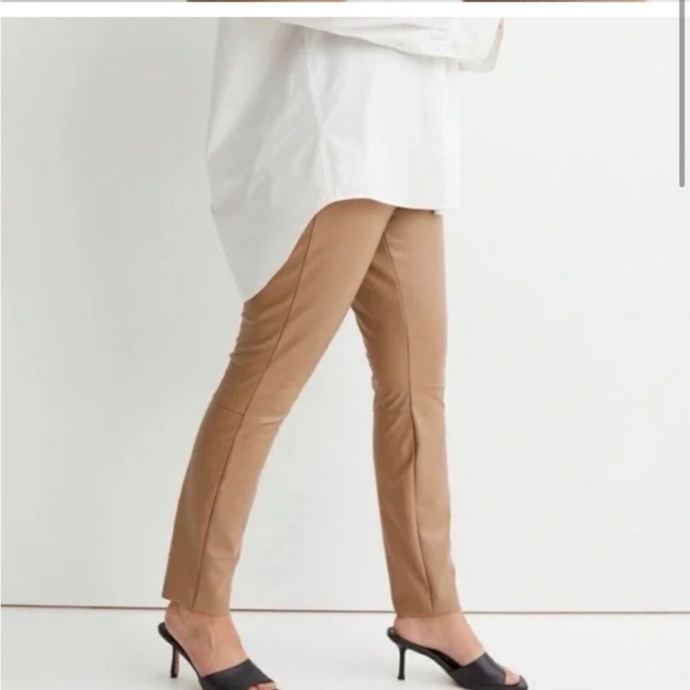 NWT H&M Faux Leather Leggings Dark Beige Size 8